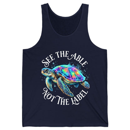 See the Able Not the Label Autism Awareness Tank Top - product mockup - Navy