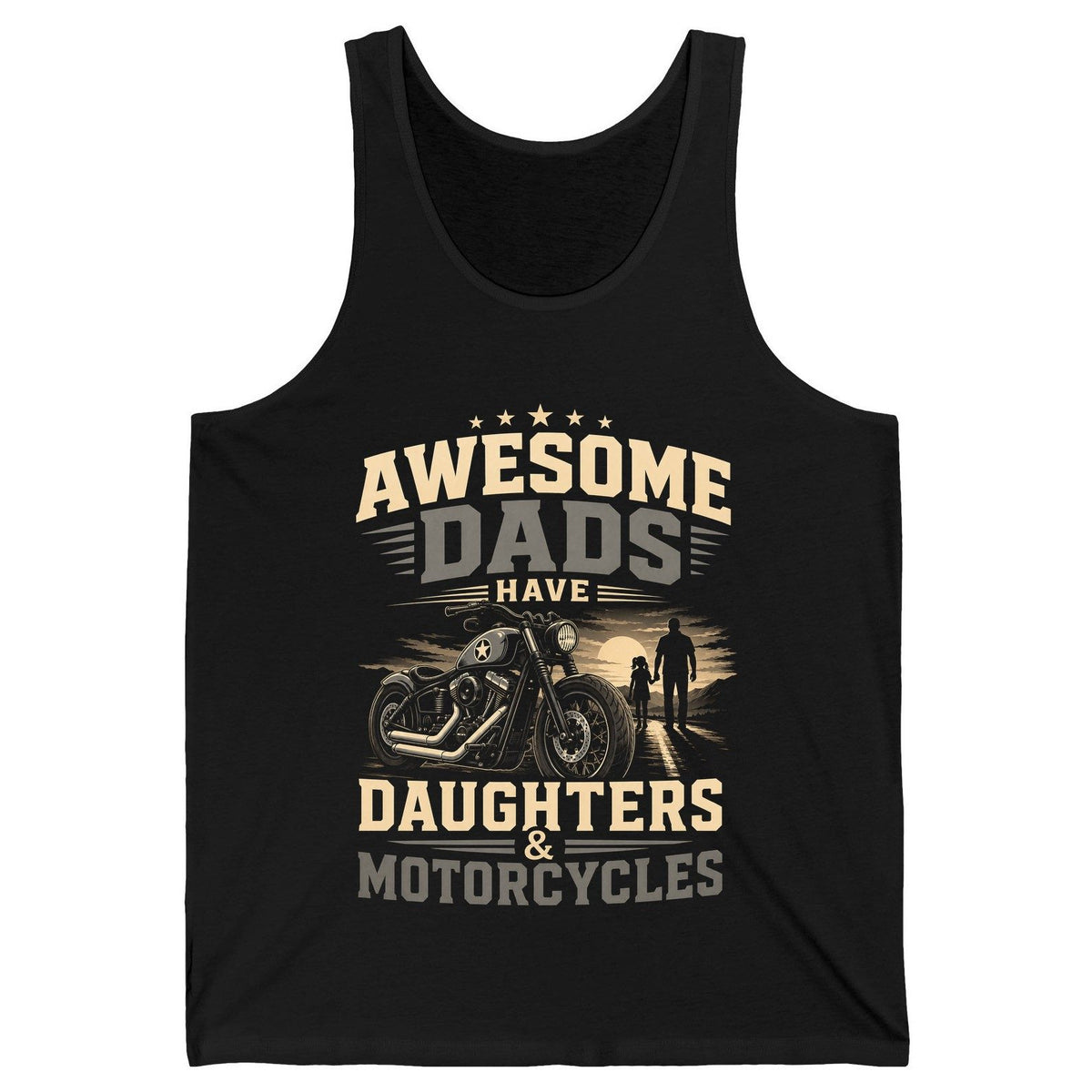 Awesome Dads Have Daughters & Motorcycles biker dad Tank Top Black product mockup