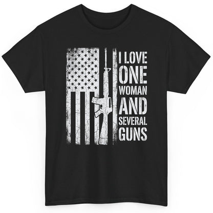 I LOVE ONE WOMAN AND Several GUNS Funny Pro-Gun T-Shirt - product mockup - Black