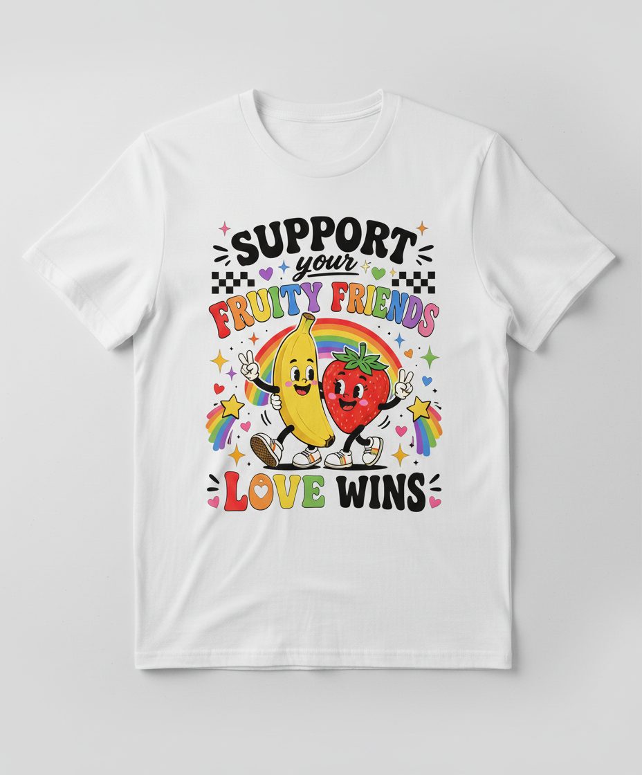 Support Your Fruity Friends Love Wins Retro Lgbtq Pride T-Shirt - product mockup - White