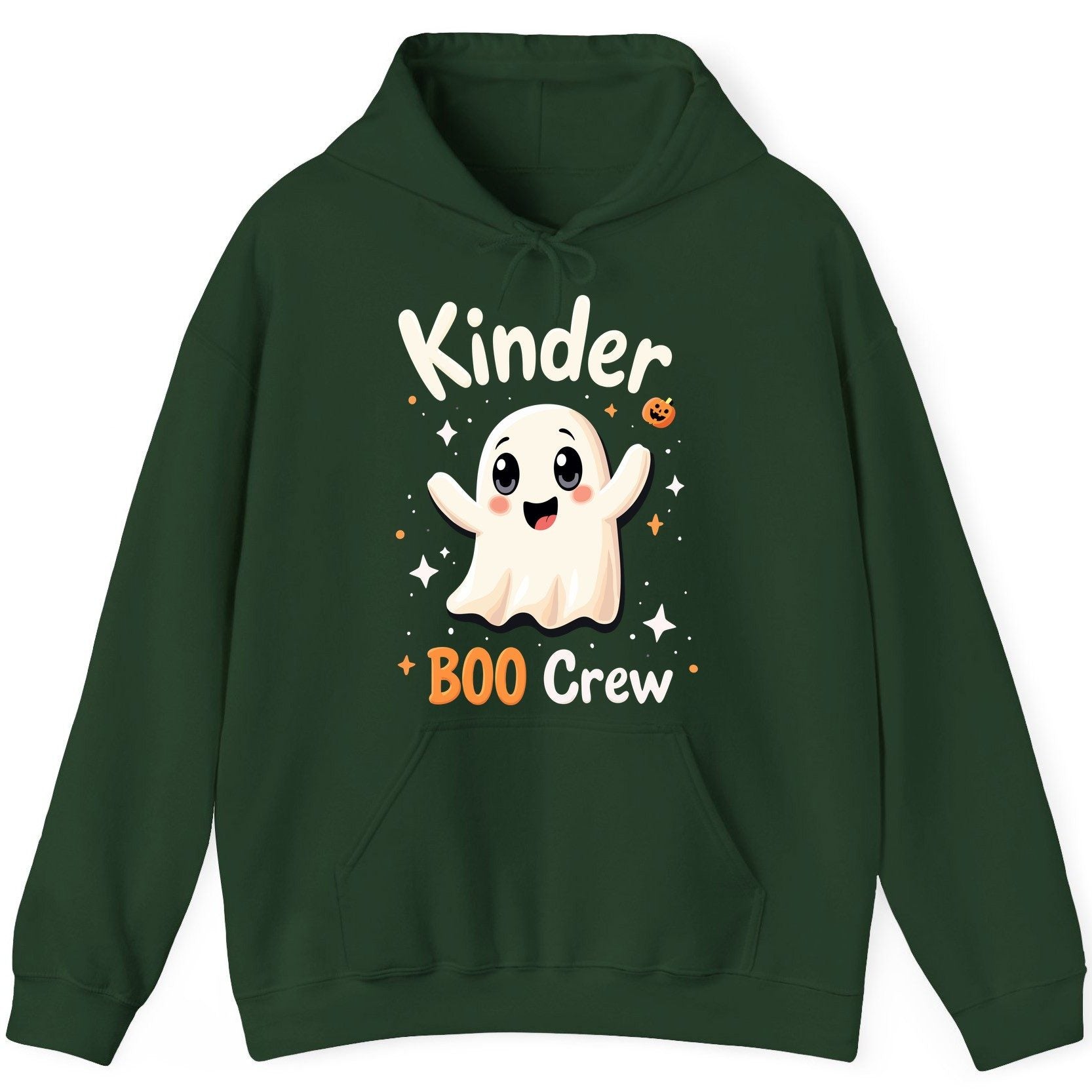Kinder Boo Crew cute ghost Hoodie Forest Green product mockup