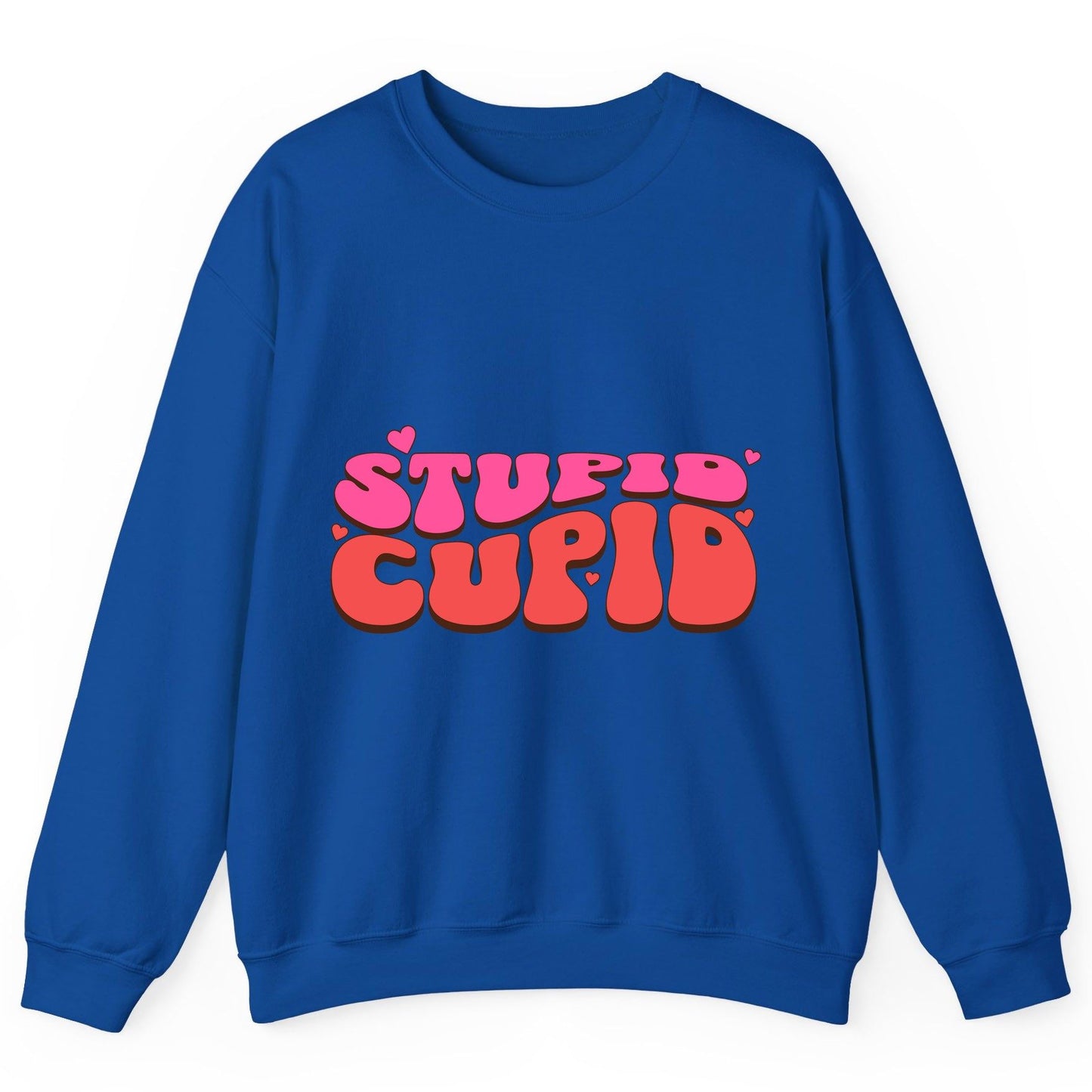 Stupid Cupid anti-Valentine's Day Sweatshirt Royal product mockup
