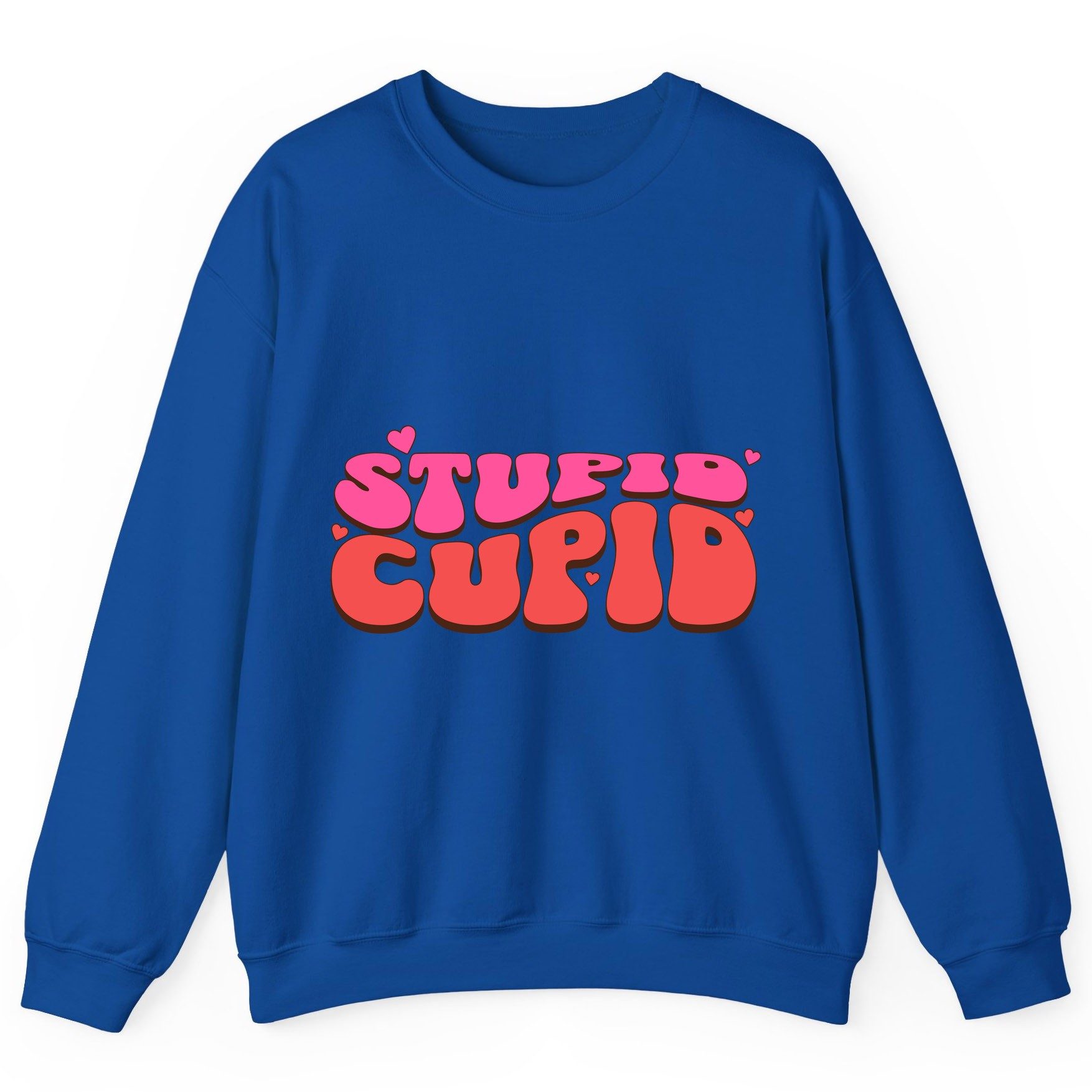 Stupid Cupid anti-Valentine's Day Sweatshirt Royal product mockup
