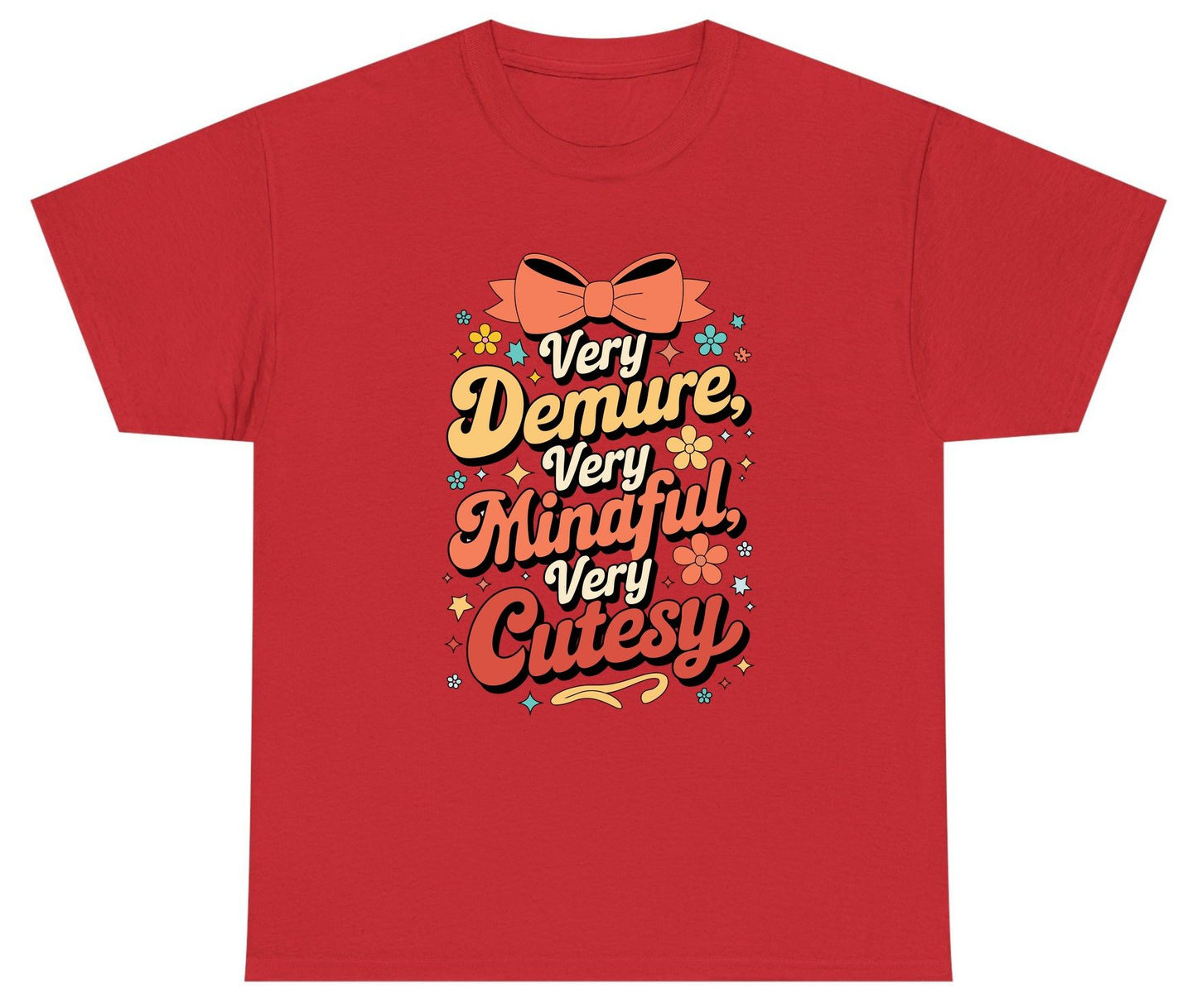 Very Demure, Very Mindful, Very Cutesy positive affirmations Youth T-Shirt Red product mockup