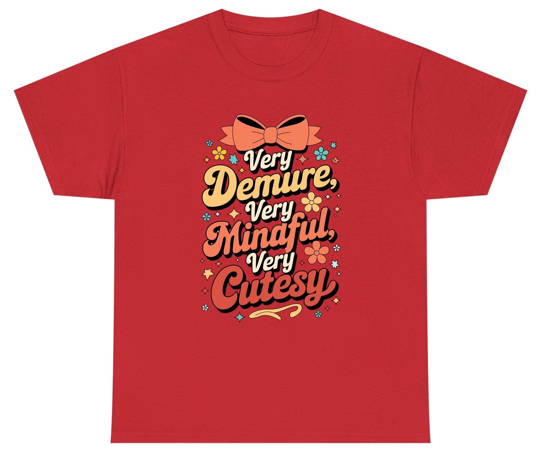 Very Demure, Very Mindful, Very Cutesy positive affirmations Youth T-Shirt Red product mockup