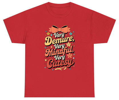 Very Demure, Very Mindful, Very Cutesy positive affirmations Youth T-Shirt Red product mockup