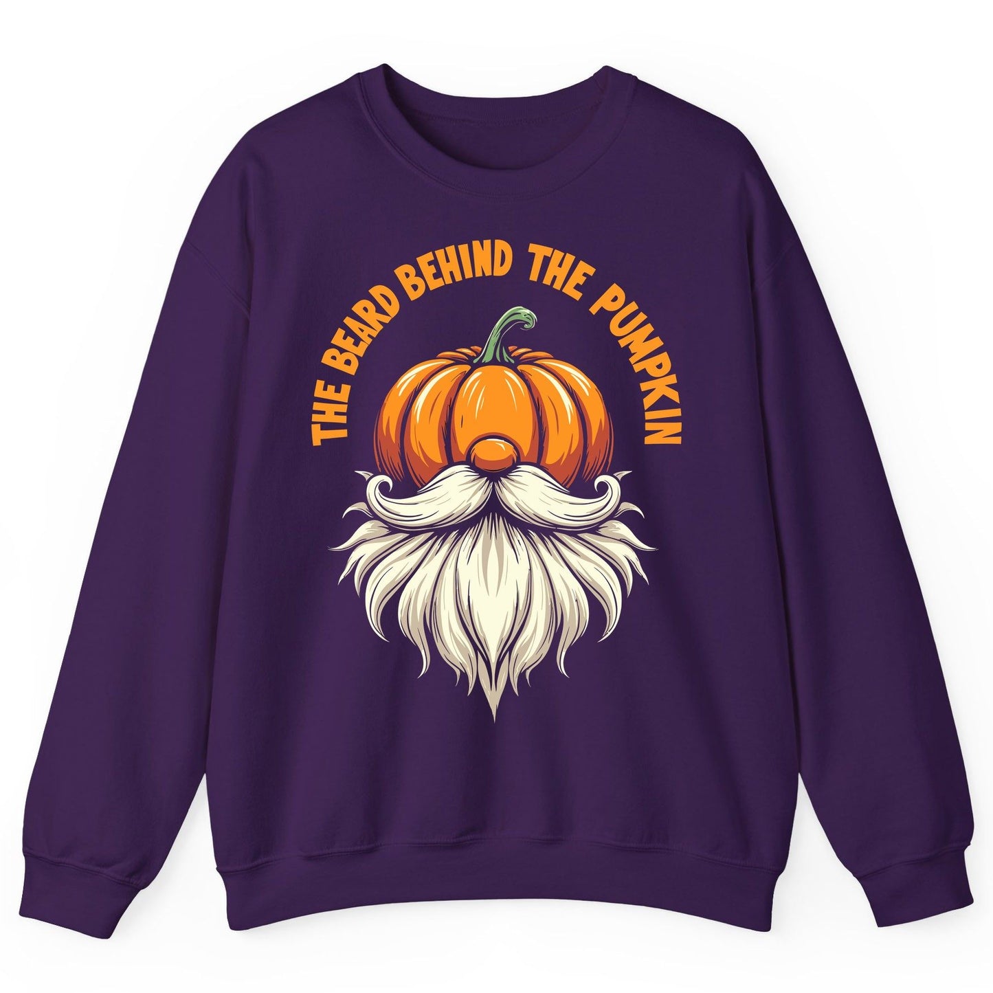 The Beard Behind the Pumpkin Halloween gnome Sweatshirt Purple product mockup
