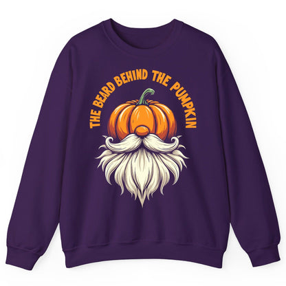 The Beard Behind the Pumpkin Halloween gnome Sweatshirt Purple product mockup