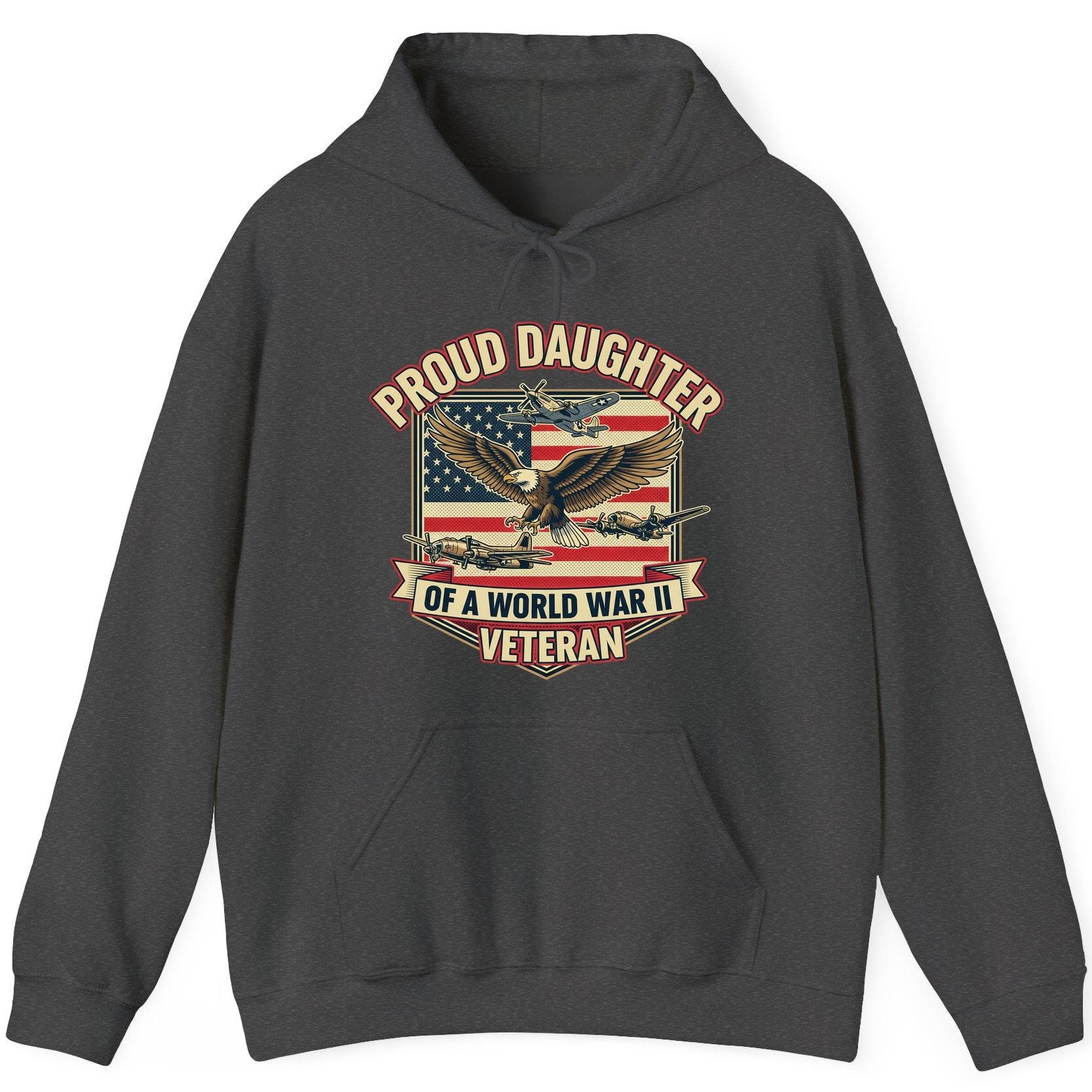 Proud Daughter of a World War Ii Veteran world war ii veteran Hoodie Dark Heather product mockup