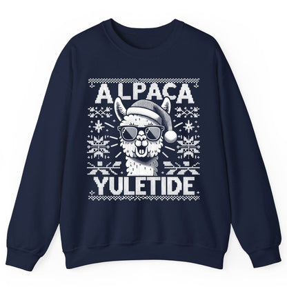 ALPACA Yuletide Funny Lovers Sweatshirt - product mockup - Navy