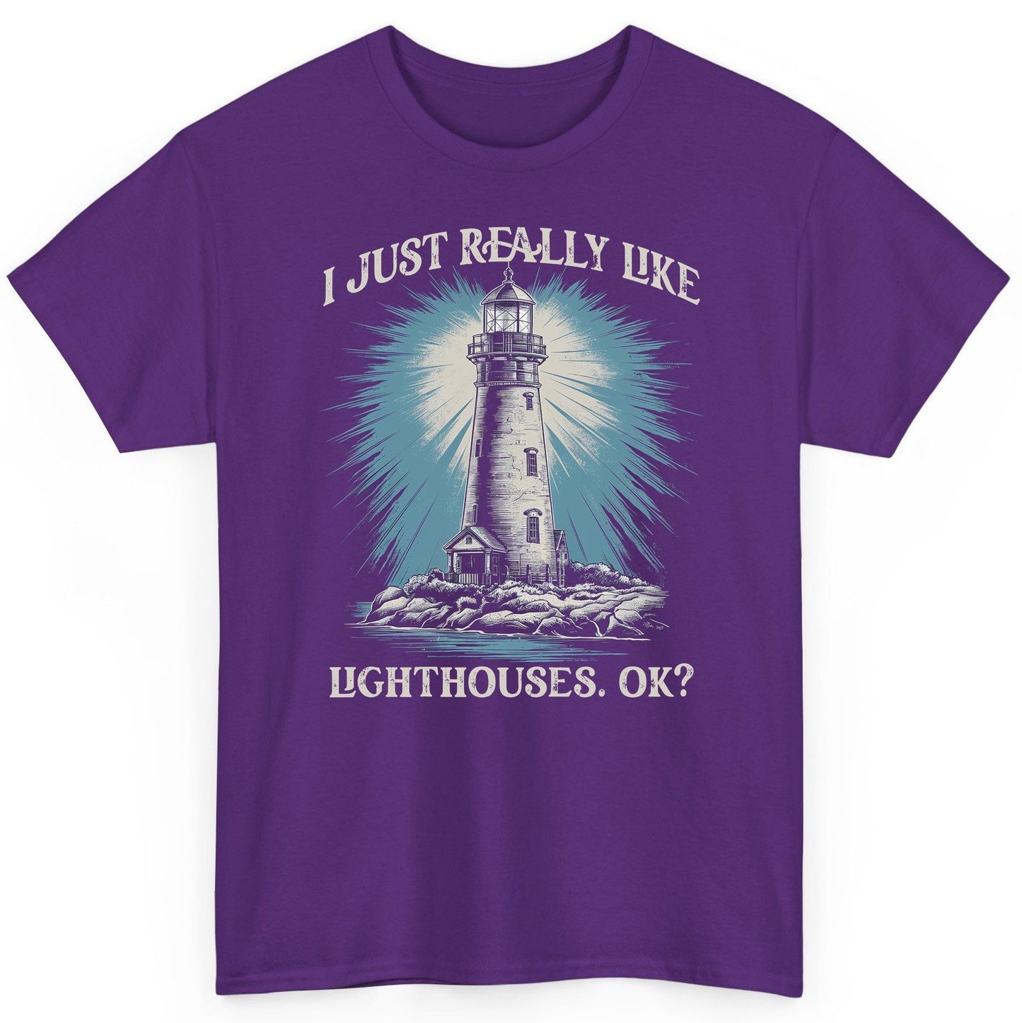 I Just Really Like Lighthouses, Ok? lighthouse T-Shirt Purple product mockup