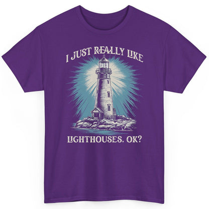 I Just Really Like Lighthouses, Ok? lighthouse T-Shirt Purple product mockup