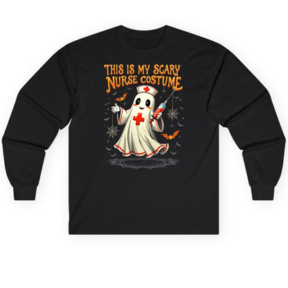 This Is My Scary Nurse Costume Halloween ghost nurse Long Sleeve Tee Black product mockup