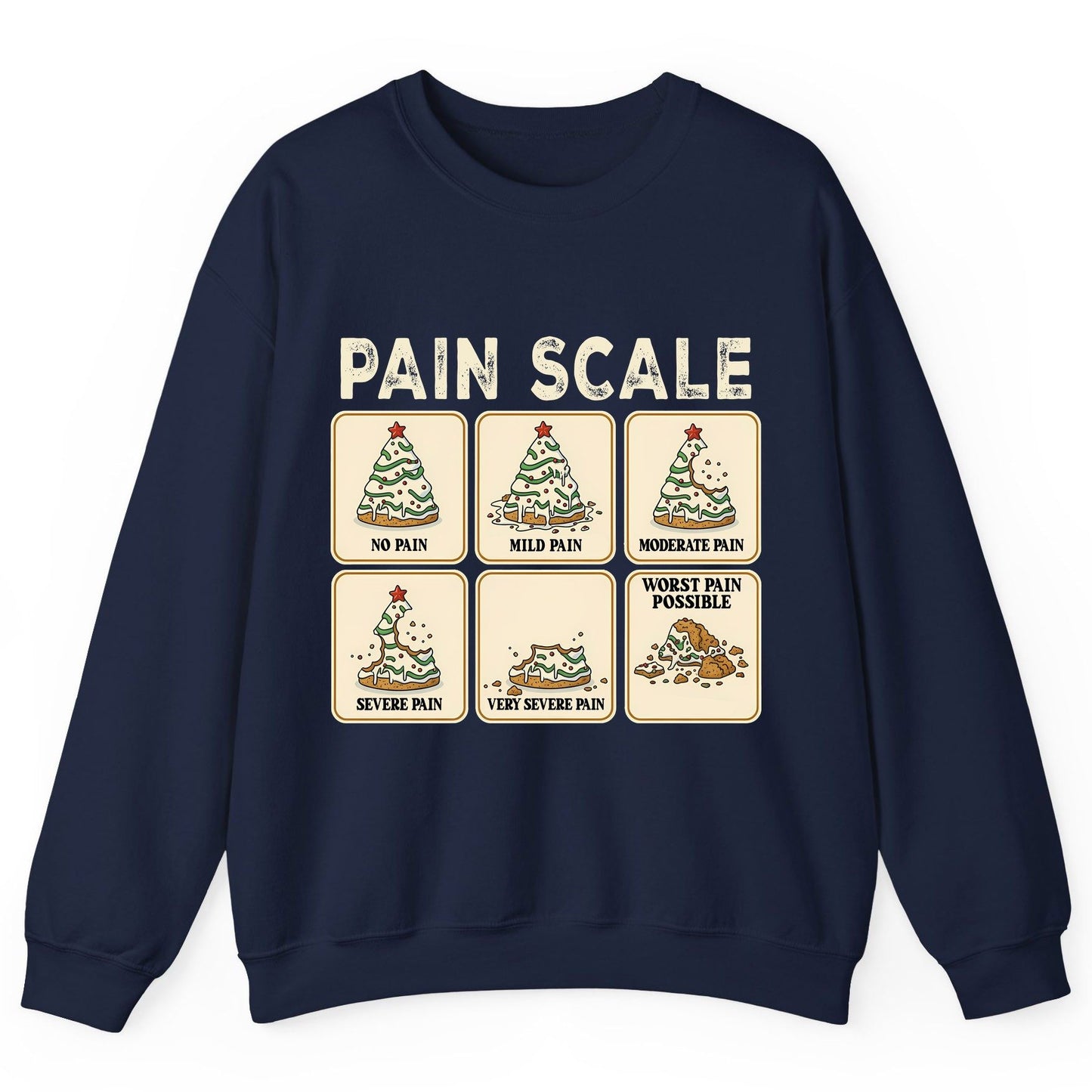 Pain Scale Christmas cookie pain scale Sweatshirt Navy product mockup