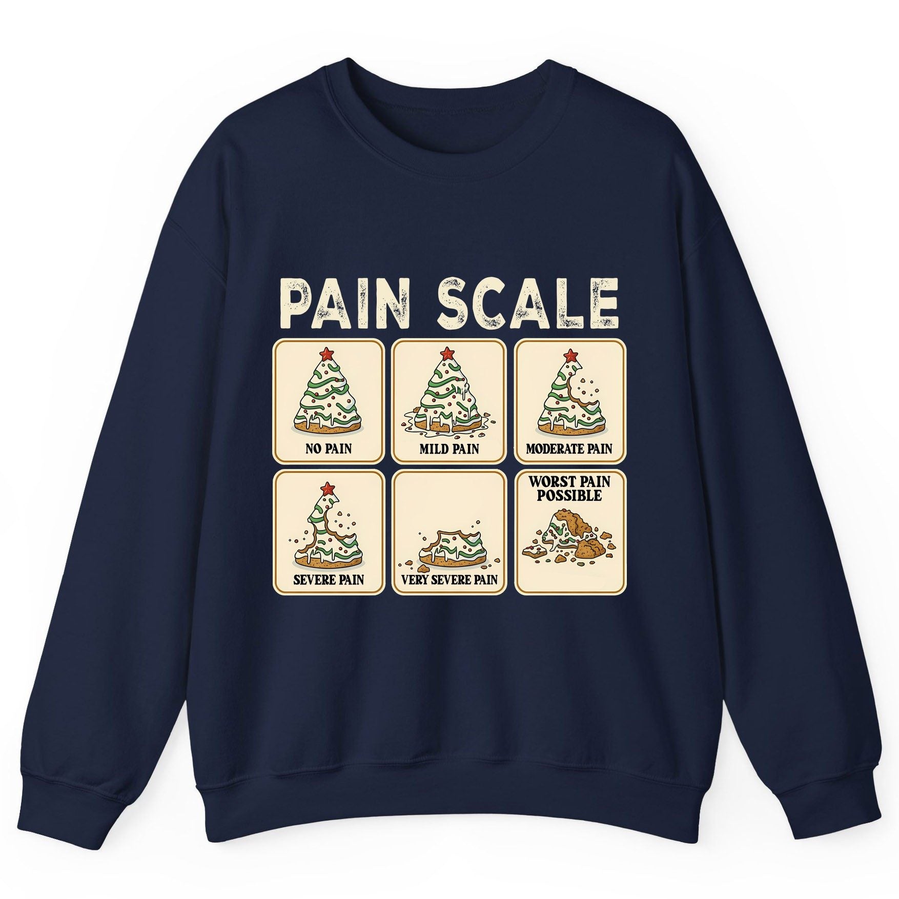 Pain Scale Christmas cookie pain scale Sweatshirt Navy product mockup