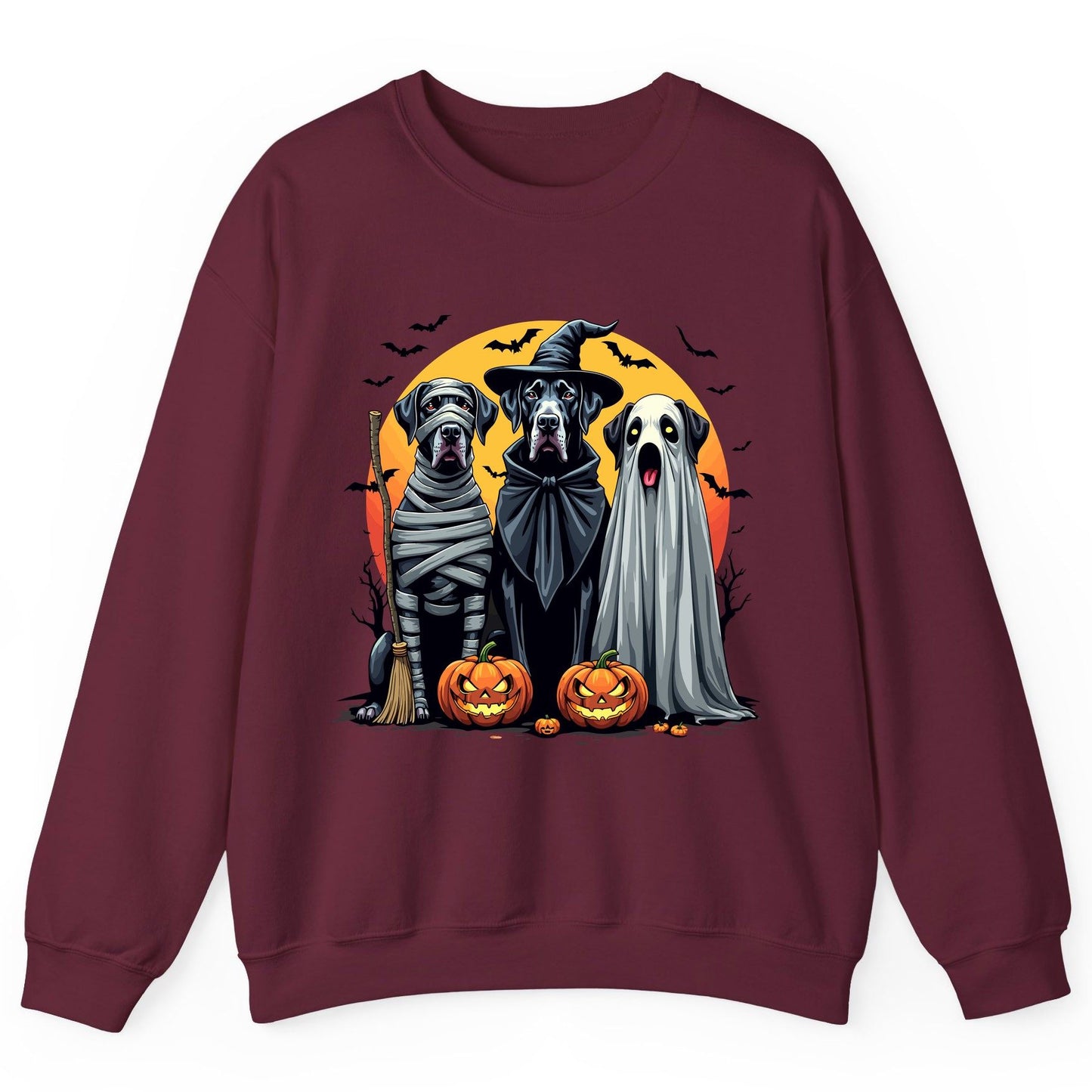 Halloween Dogs in Costumes Halloween dogs Sweatshirt Maroon product mockup