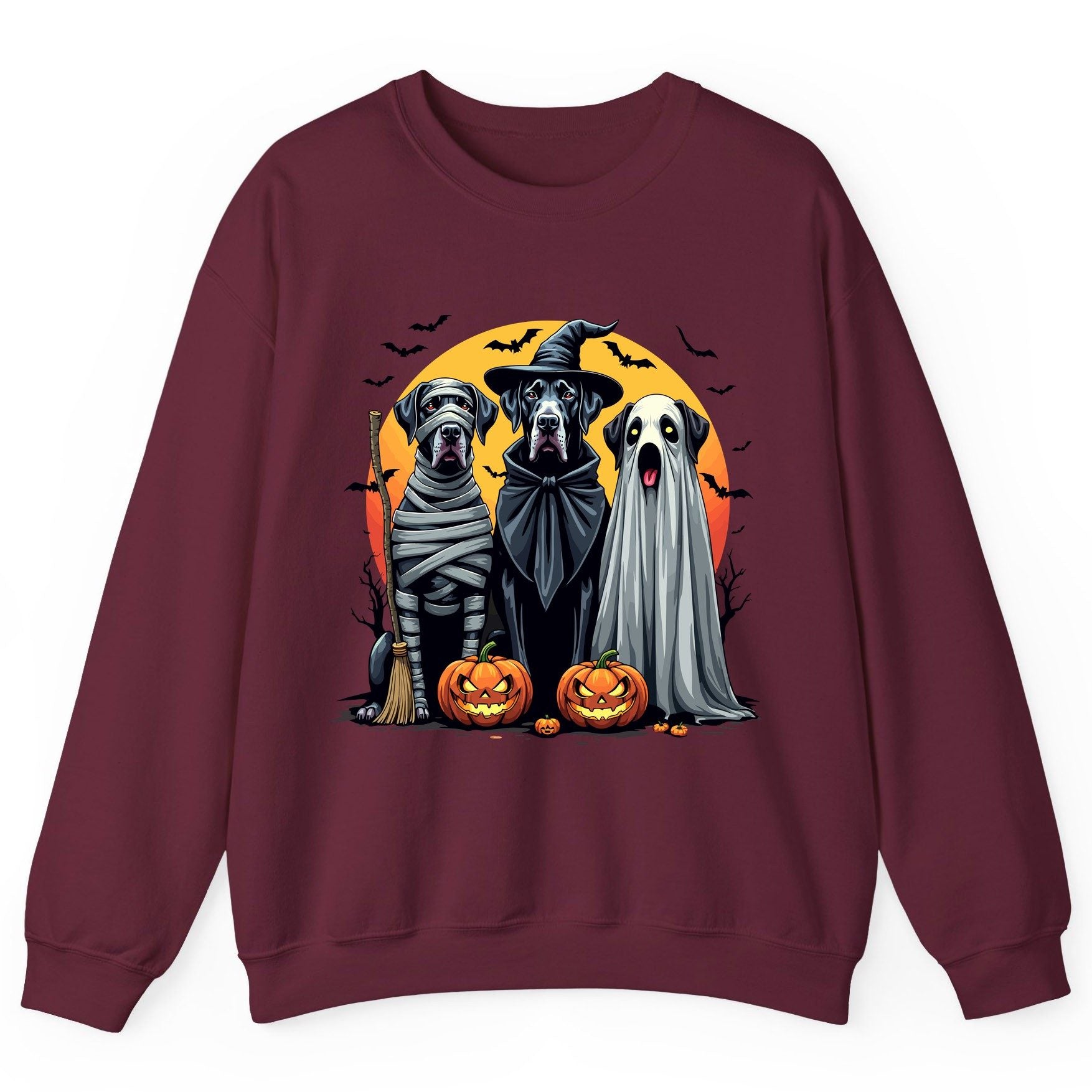Halloween Dogs in Costumes Halloween dogs Sweatshirt Maroon product mockup