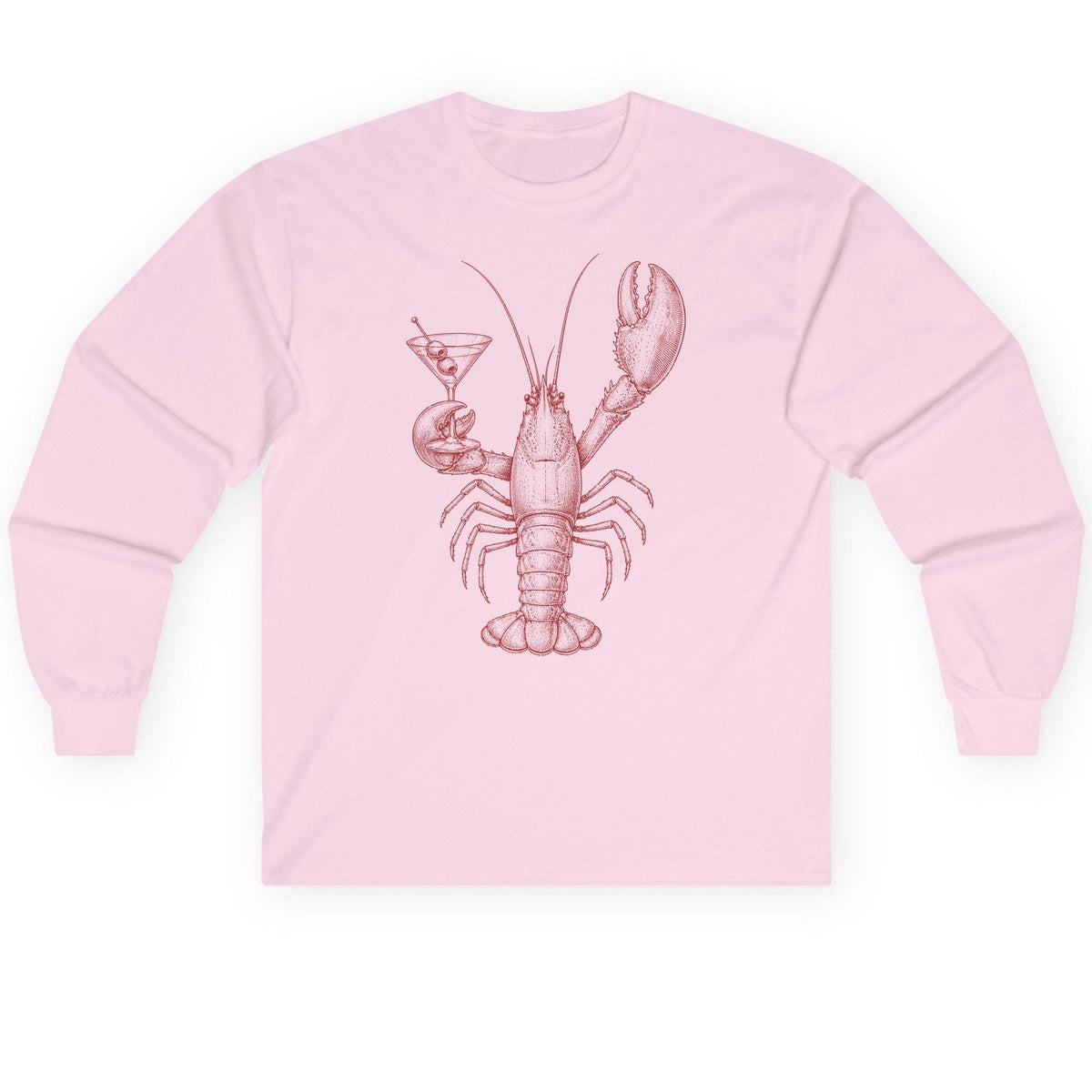 Vintage Lobster Martini lobster Long Sleeve Tee Light Pink product mockup