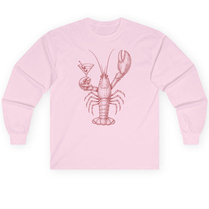 Vintage Lobster Martini lobster Long Sleeve Tee Light Pink product mockup