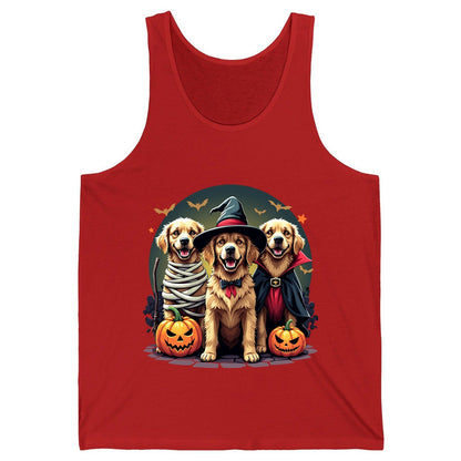 Golden Retriever Halloween Trio golden retriever Tank Top Red product mockup