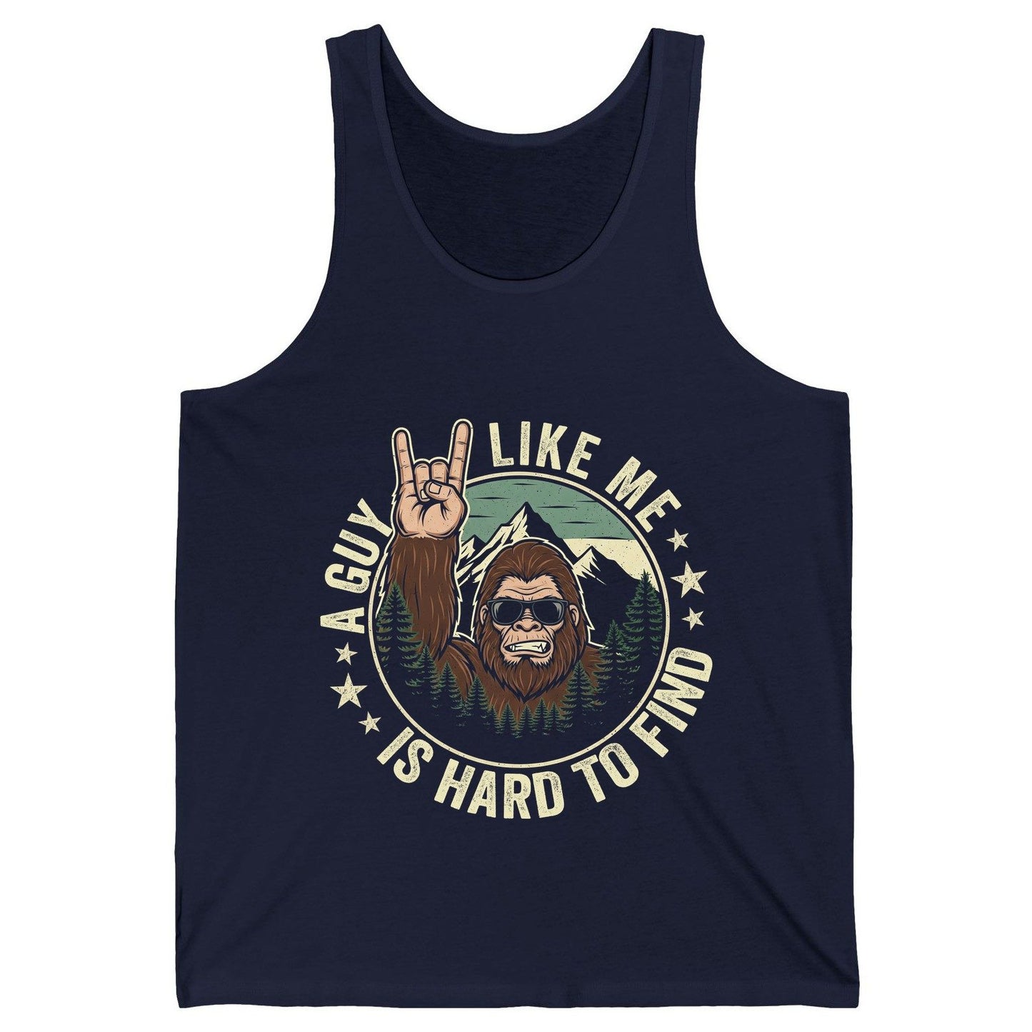 A Guy Like Me Is Hard to Find bigfoot Tank Top Navy product mockup