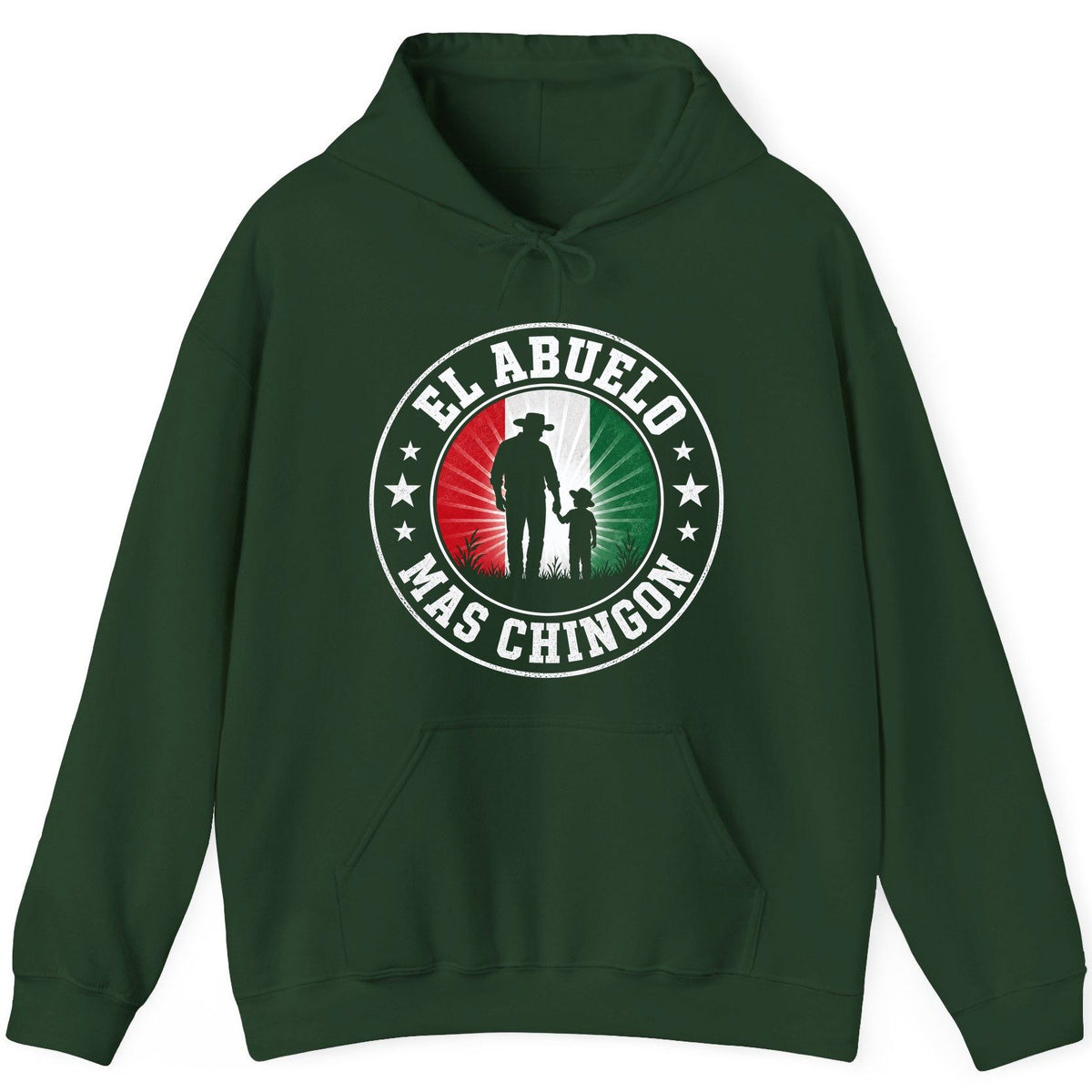 El Abuelo Mas Chingon mexican grandfather Hoodie Forest Green product mockup