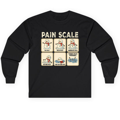 Pain Scale No Pain Mild Pain Moderate Pain Severe Pain Very Severe Pain Worst Pain Possible snowman Long Sleeve Tee Black