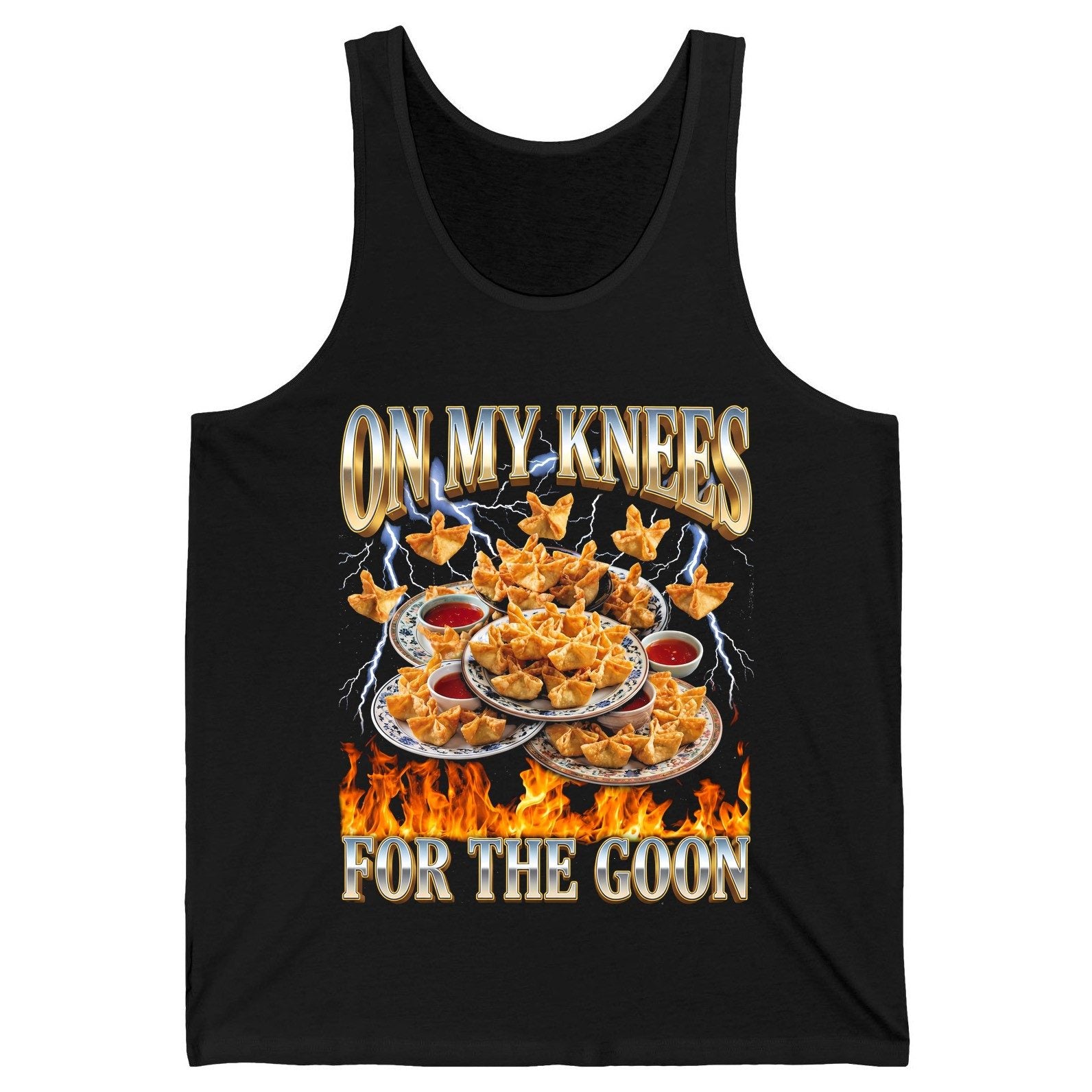 On My Knees for the Goon crab rangoon Tank Top Black product mockup