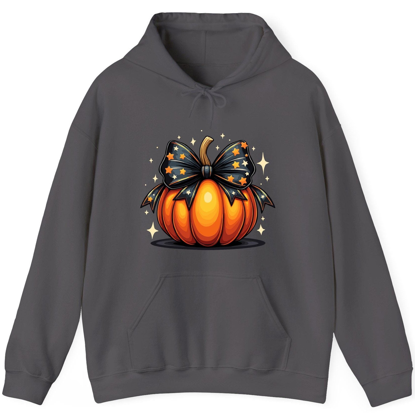 Starry Bow Pumpkin Halloween pumpkin Hoodie Charcoal product mockup