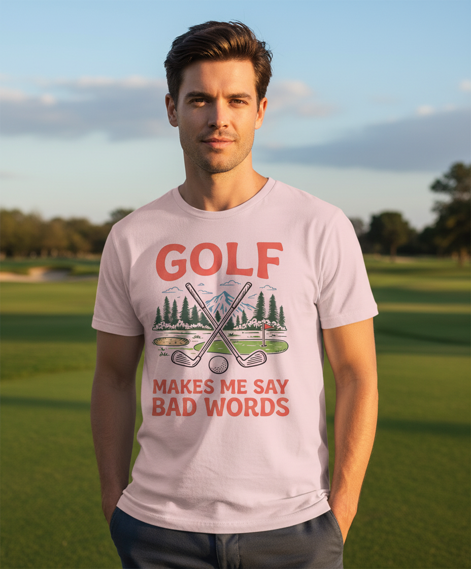 Funny Golf Makes Me Say Bad Words Vintage Design T-Shirt - Light Pink