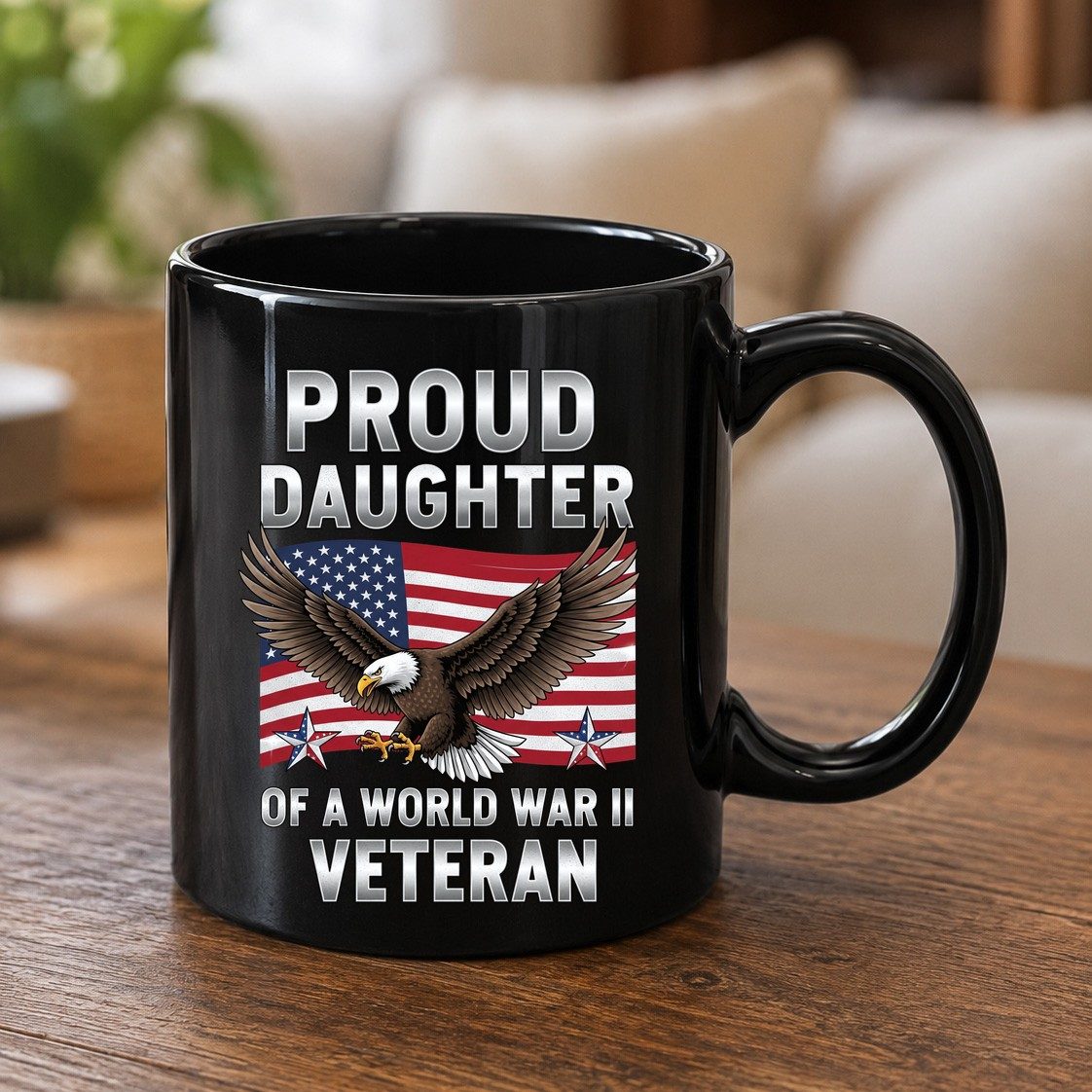Proud Daughter of a World War Ii Veteran wwii veteran family Black Mug Black product mockup