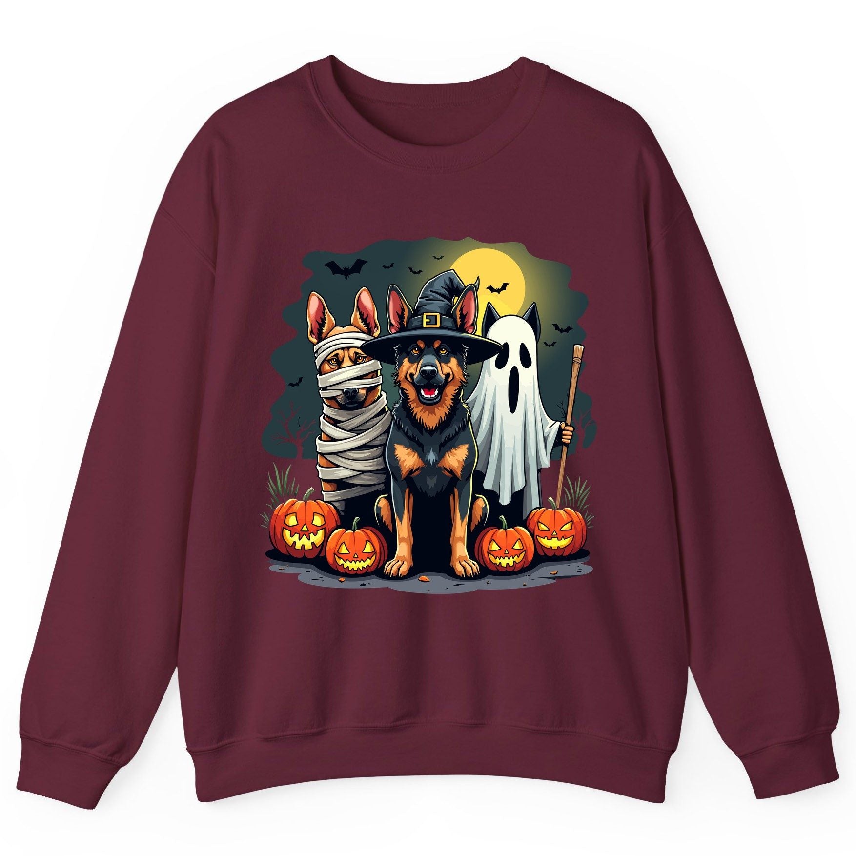 Halloween Dogs in Costumes Halloween dogs Sweatshirt Maroon product mockup