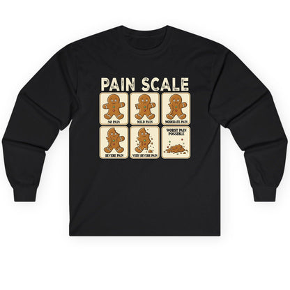 Pain Scale gingerbread man pain scale Long Sleeve Tee Black product mockup