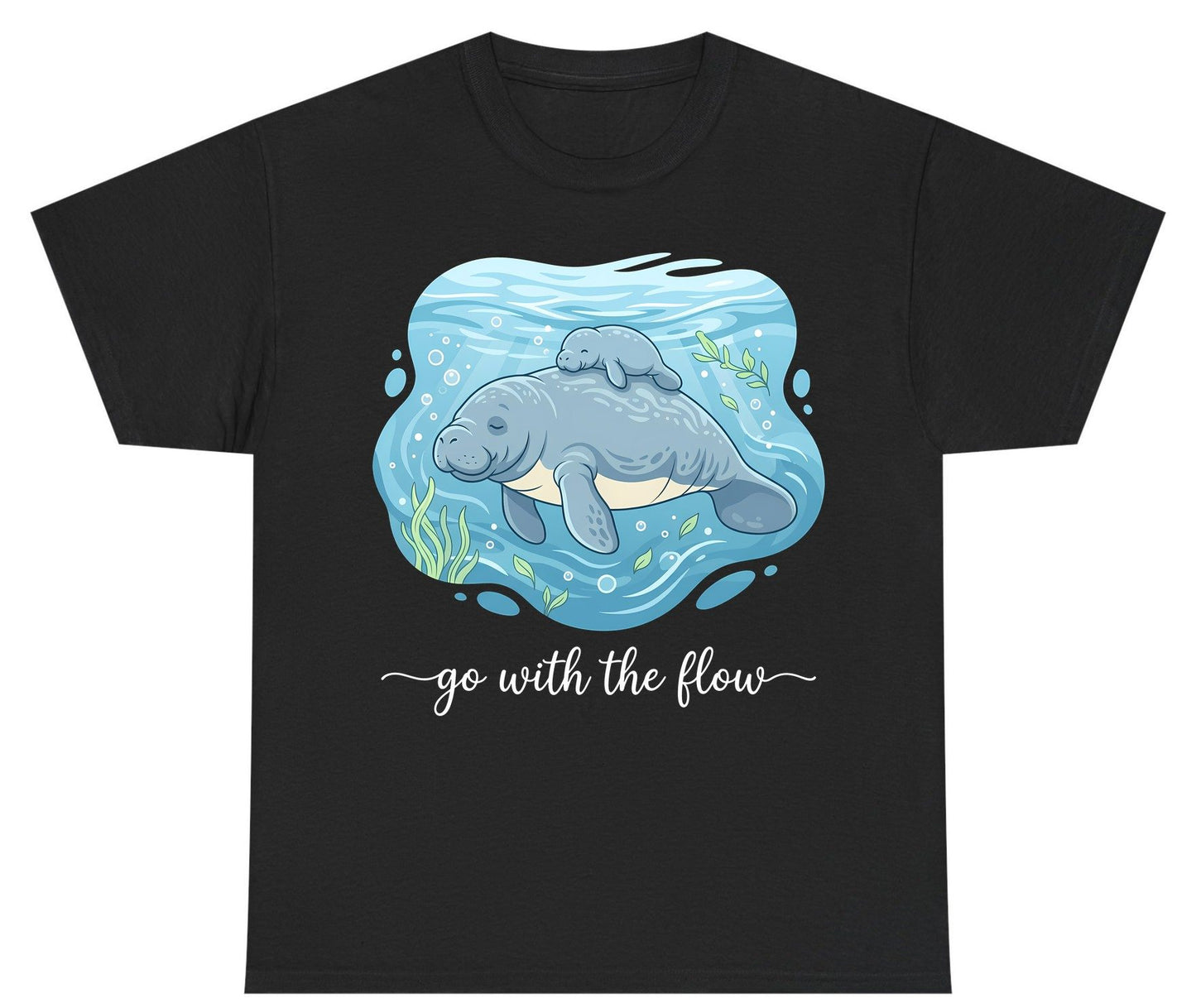 Go with the Flow Manatee Youth T-Shirt - product mockup - Black