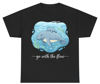 Go with the Flow Manatee Youth T-Shirt - product mockup - Black