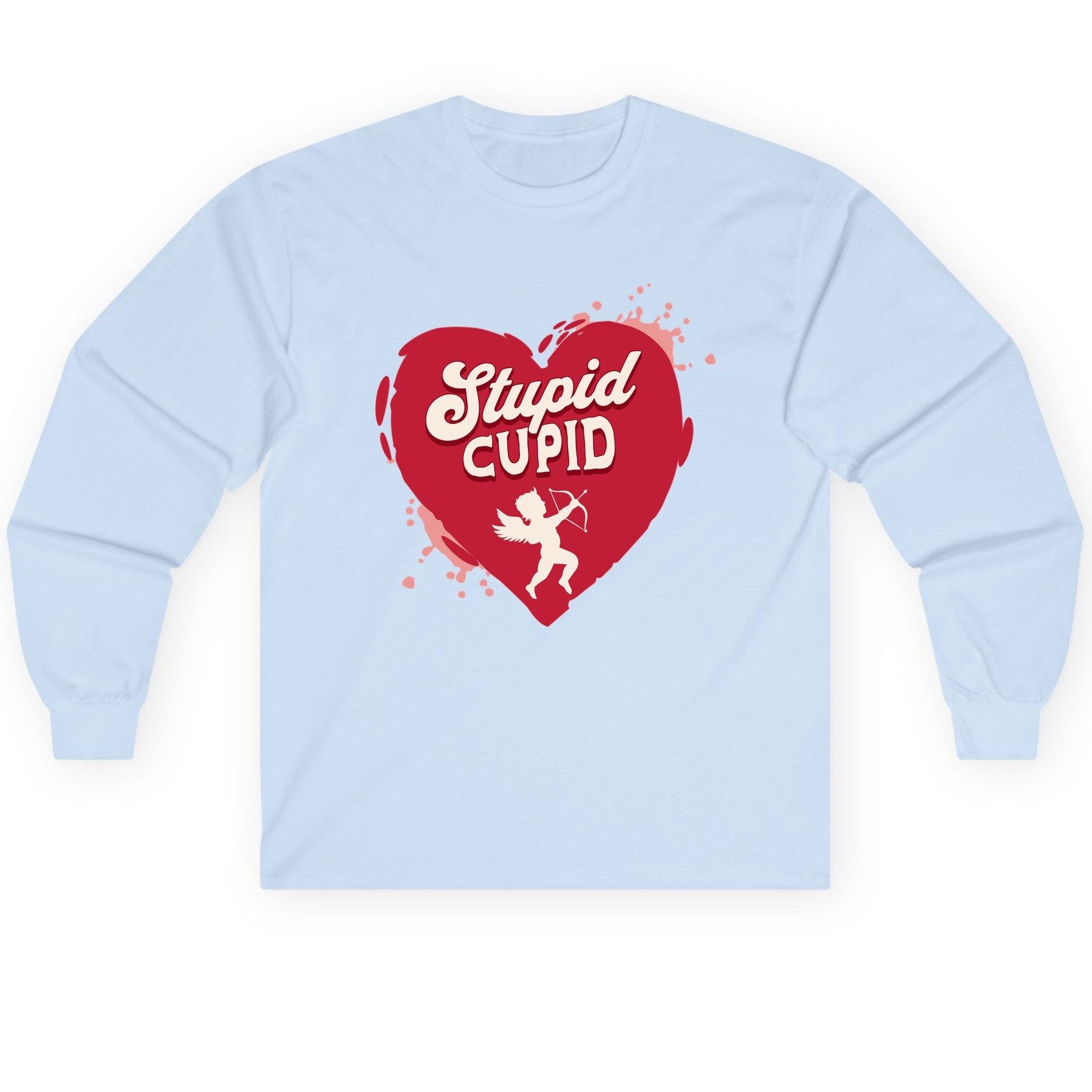 Stupid Cupid anti-Valentine's Day Long Sleeve Tee Light Blue product mockup