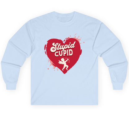 Stupid Cupid anti-Valentine's Day Long Sleeve Tee Light Blue product mockup