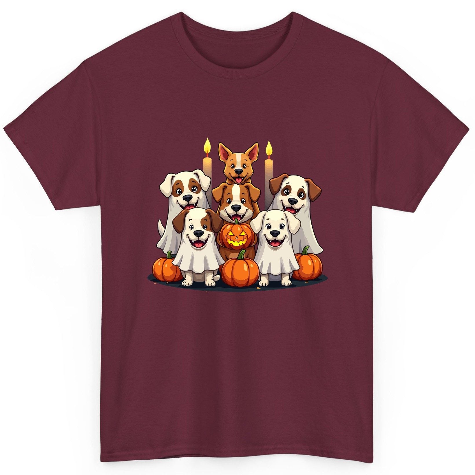 Cute Ghost Dogs Halloween Halloween dogs T-Shirt Maroon product mockup