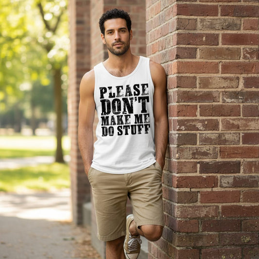 Solid Black Block minimalist geometric design Tank Top White lifestyle mockup