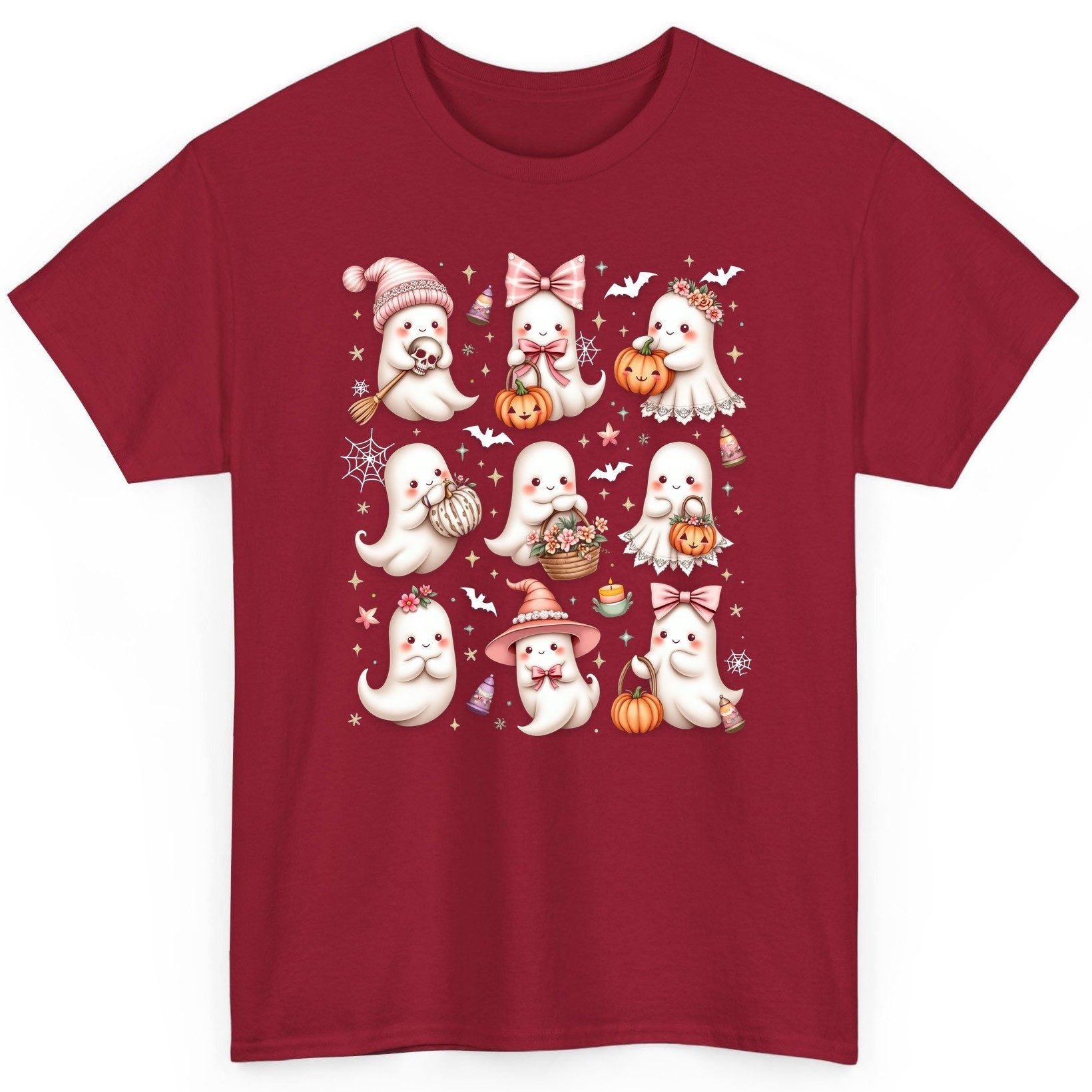 Cute Pink Halloween Ghosts cute Halloween ghosts T-Shirt Cardinal Red product mockup