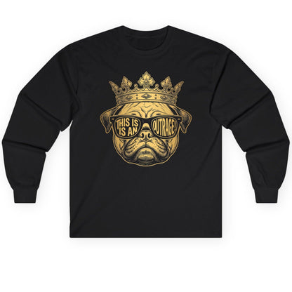 This Is An Outrage! Pug Long Sleeve Tee Black product mockup