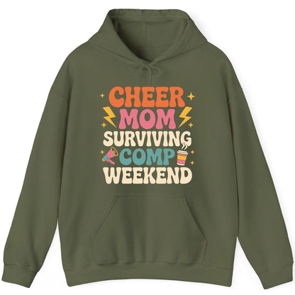 Cheer Mom Surviving Comp Weekend cheer mom Hoodie Military Green product mockup