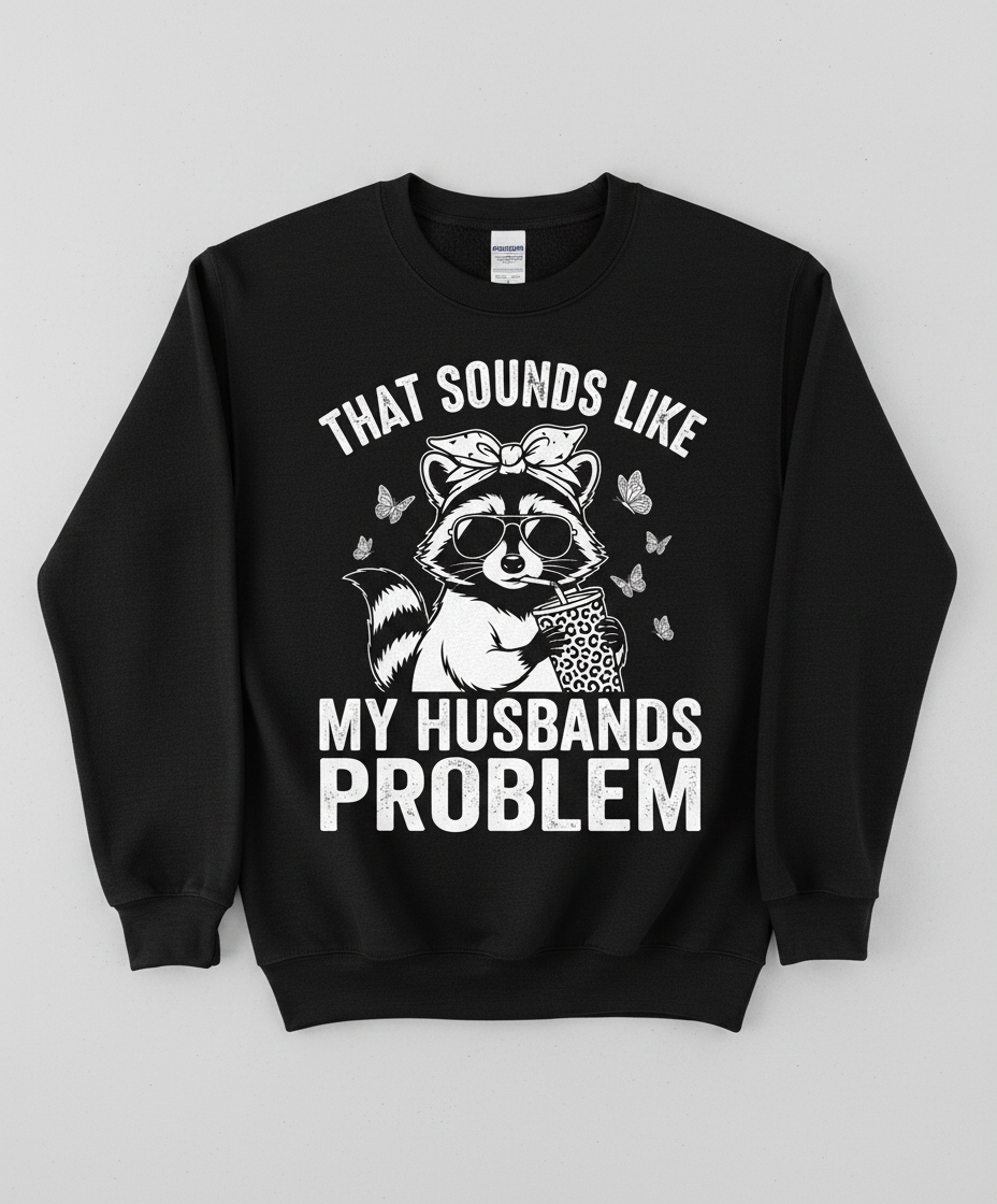That Sounds Like My Husbands Problem Sassy Raccoon Sweatshirt - Black