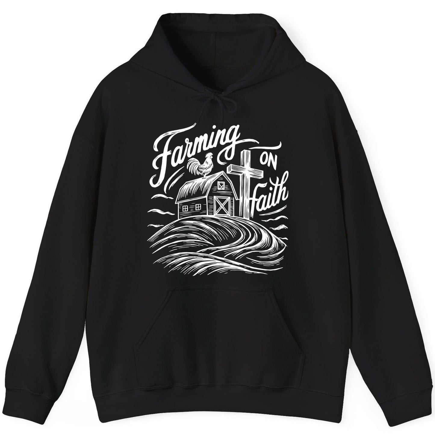 Farming on Faith christian farming Hoodie Black product mockup