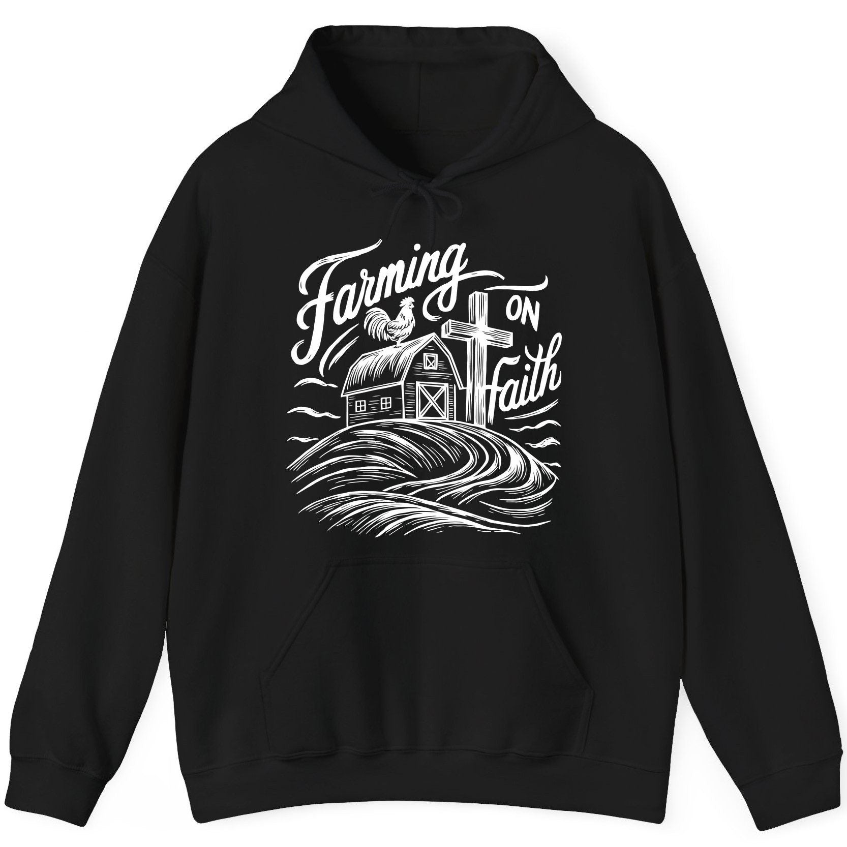 Farming on Faith christian farming Hoodie Black product mockup