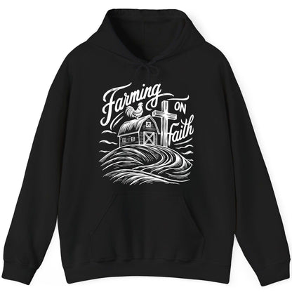 Farming on Faith christian farming Hoodie Black product mockup