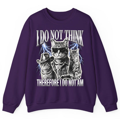 I Do Not Think Therefore I Do Not Am cats Sweatshirt Purple product mockup