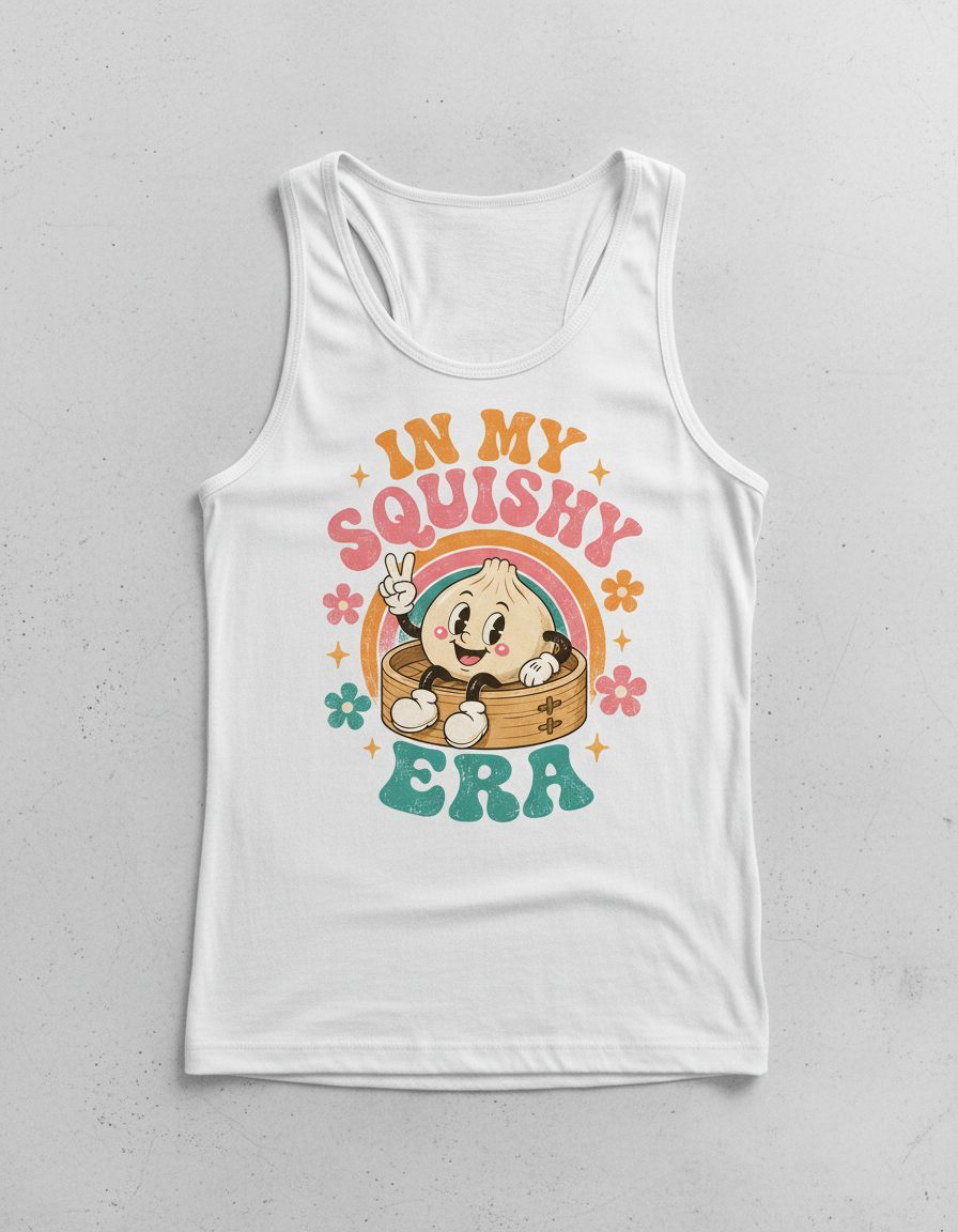 In My Squishy Era Funny Dumpling Tank Top - product mockup - White