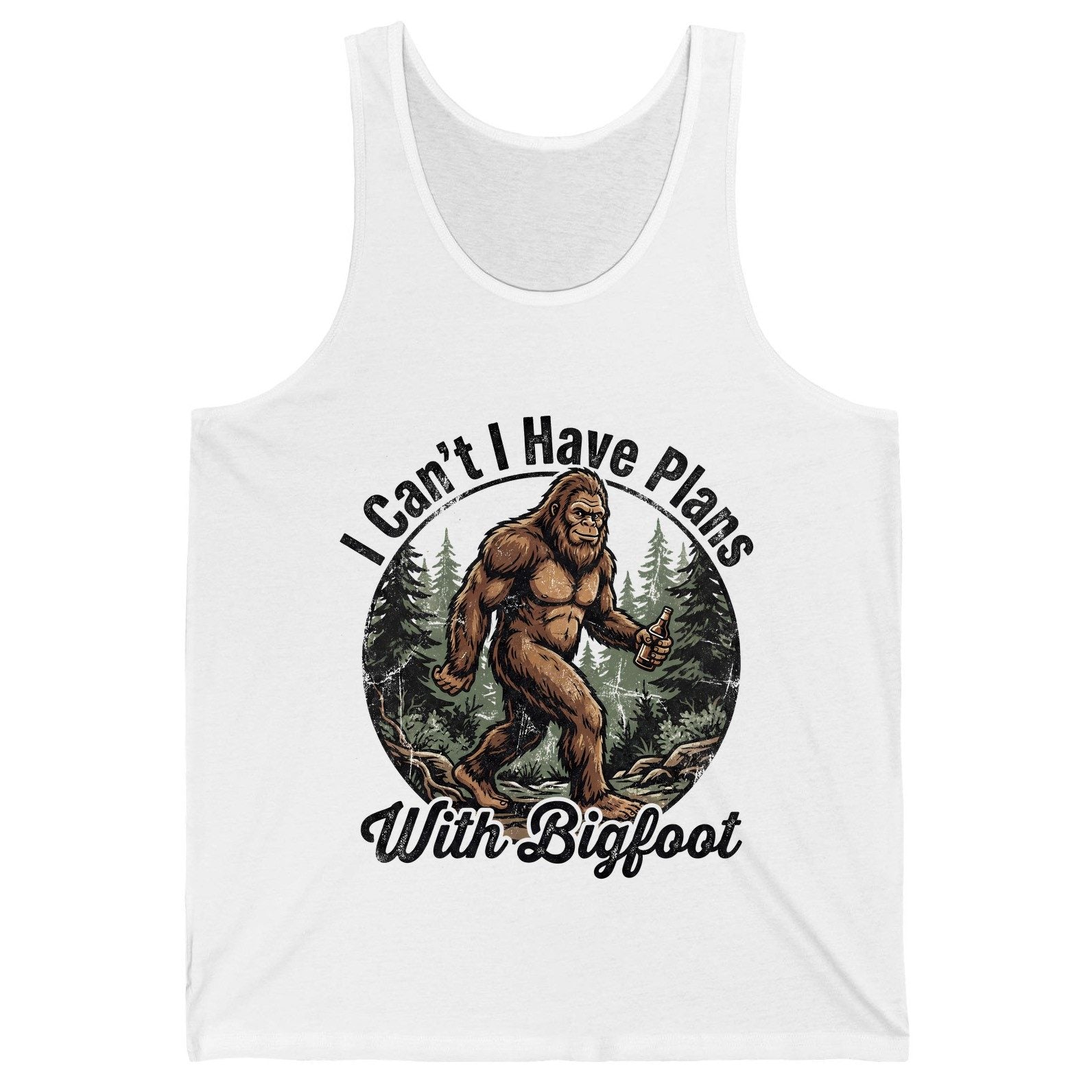 I Can't I Have Plans with Bigfoot bigfoot Tank Top White product mockup