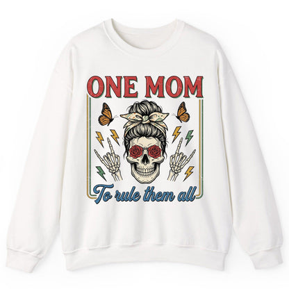 ONE MOM to Rule Them All Funny Skull Sweatshirt - product mockup - White
